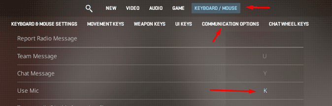The option to change your use mic key in CS2